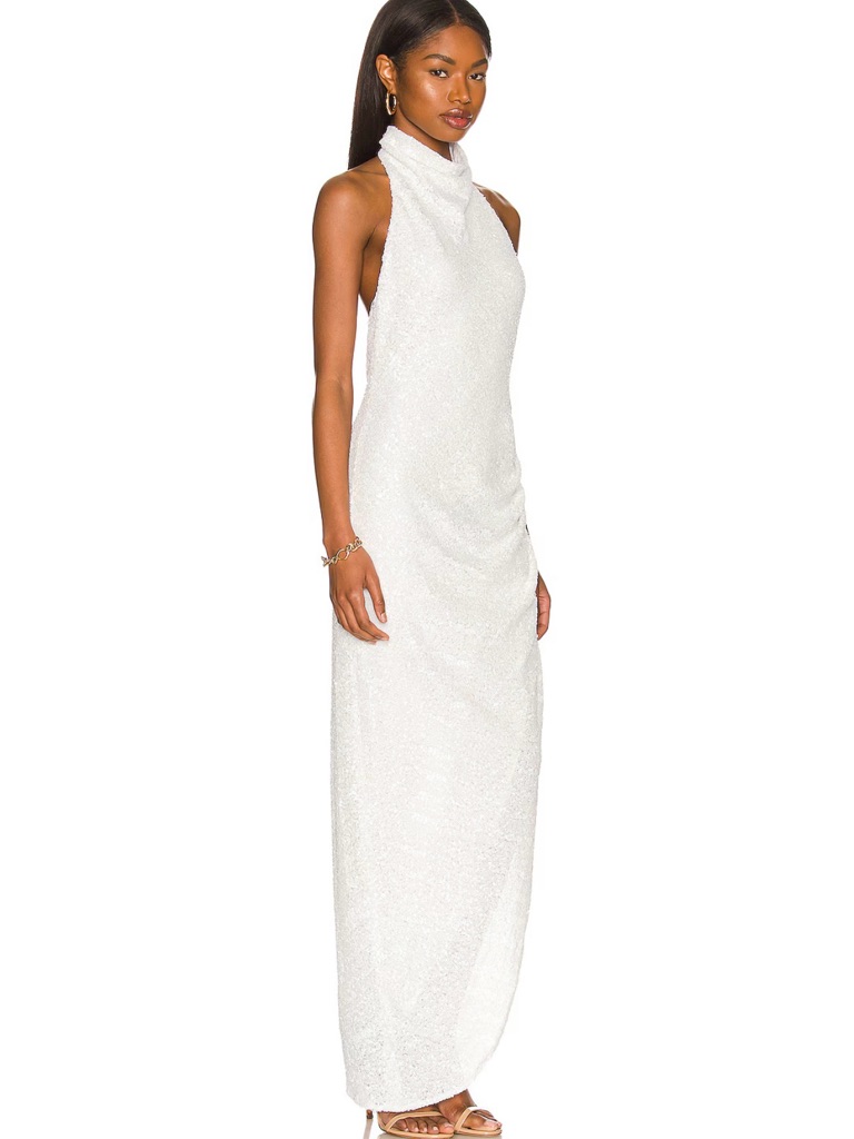 Revolve White Halter Maxi Gown With Side Slit